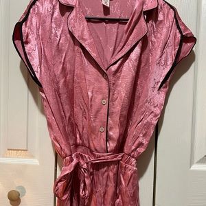 Pink satin Victoria’s Secret pajama romper